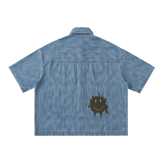 Distressed Wash Short-Sleeve Shirt