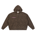 Unisex Leopard Print Waffle Full Zip Hoodie