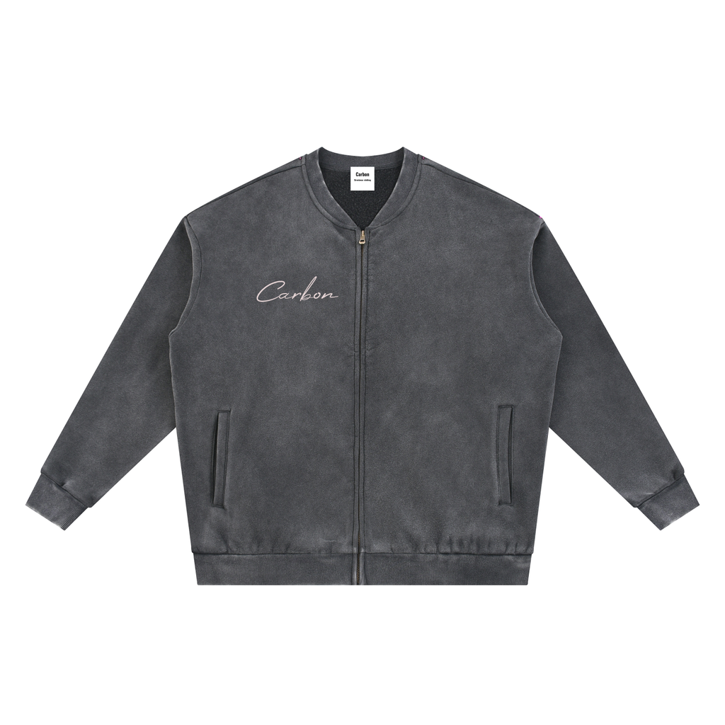 Vintage Washed Fleece Baseball Jacket