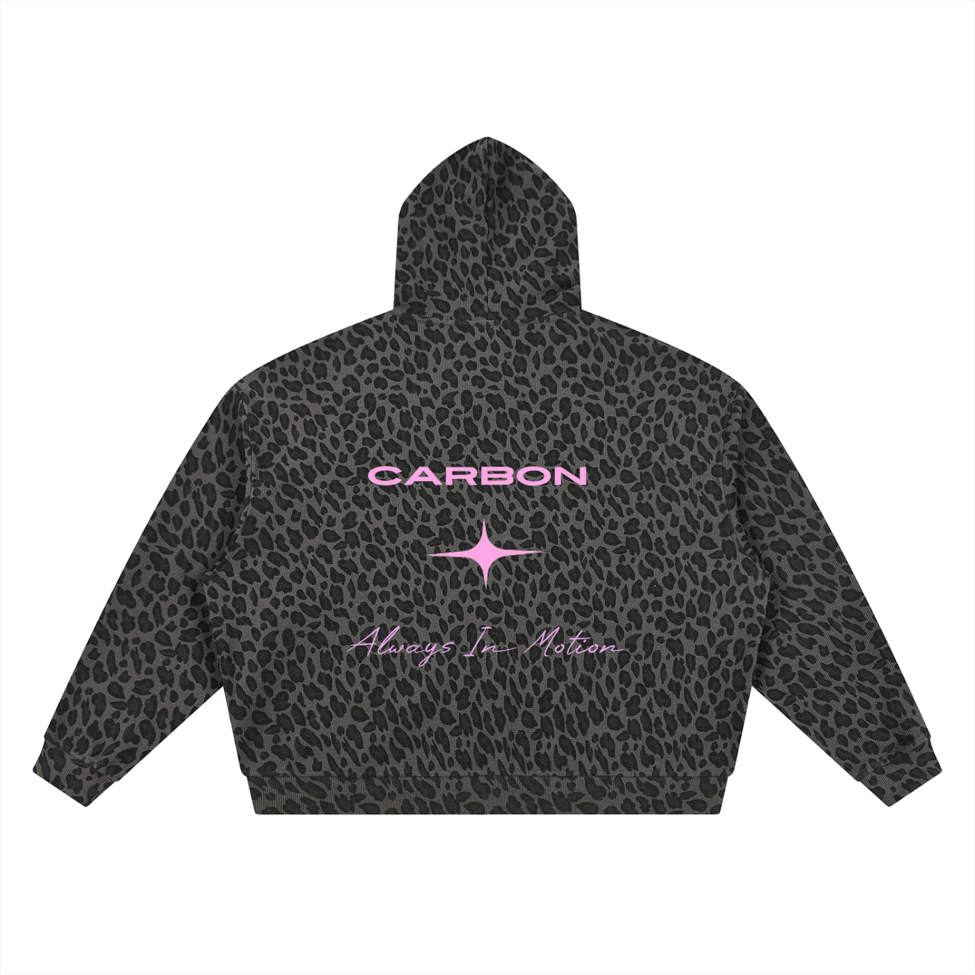 Unisex Leopard Print Waffle Full Zip Hoodie