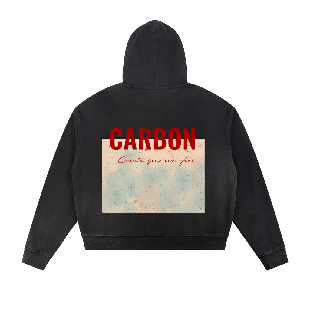 Sun Fade Frayed Raw Edge Fleece Zip Hoodie