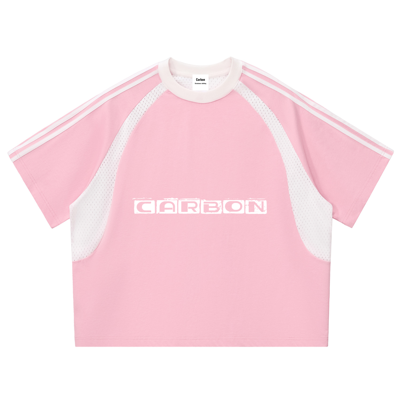 Contrast Stripes Panel Mesh T-shirt