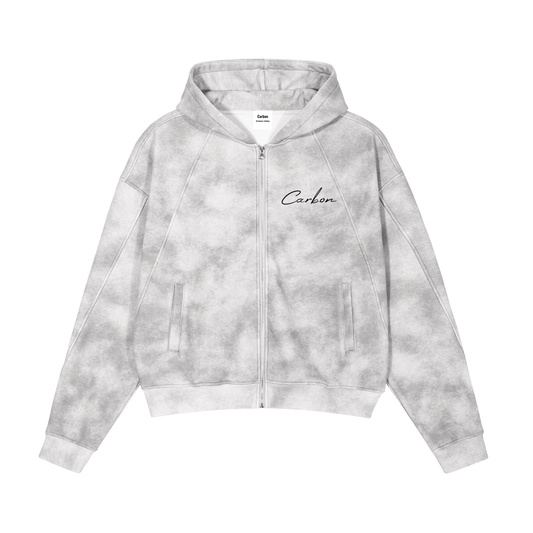 Dirty Washed Zip-Up Fleece Hoodie