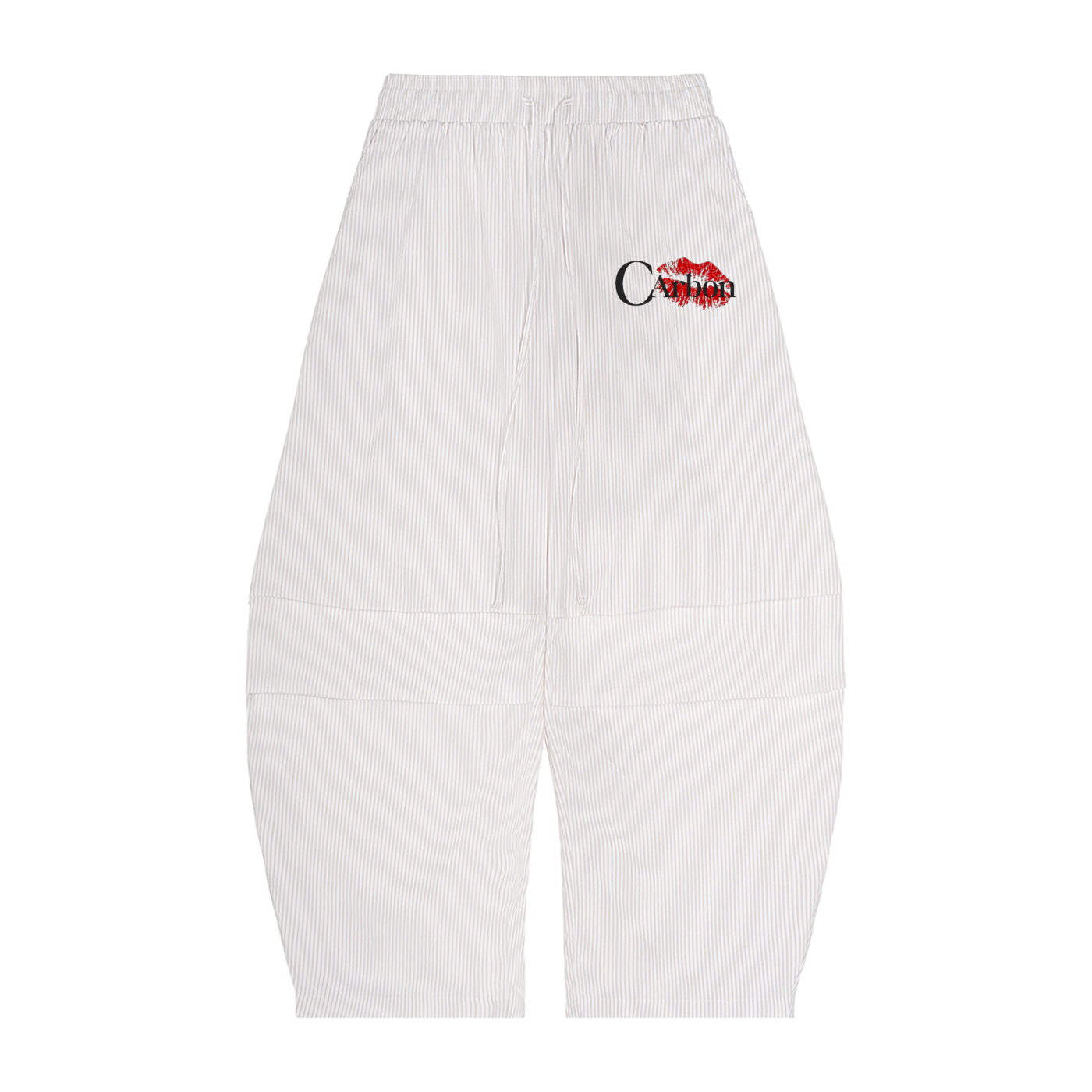 Vertical Stripe Drawstring Barrel Pants