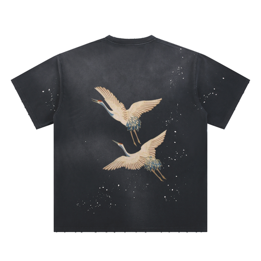 Hand-Frayed Sunfade Paint Splatter T-Shirt