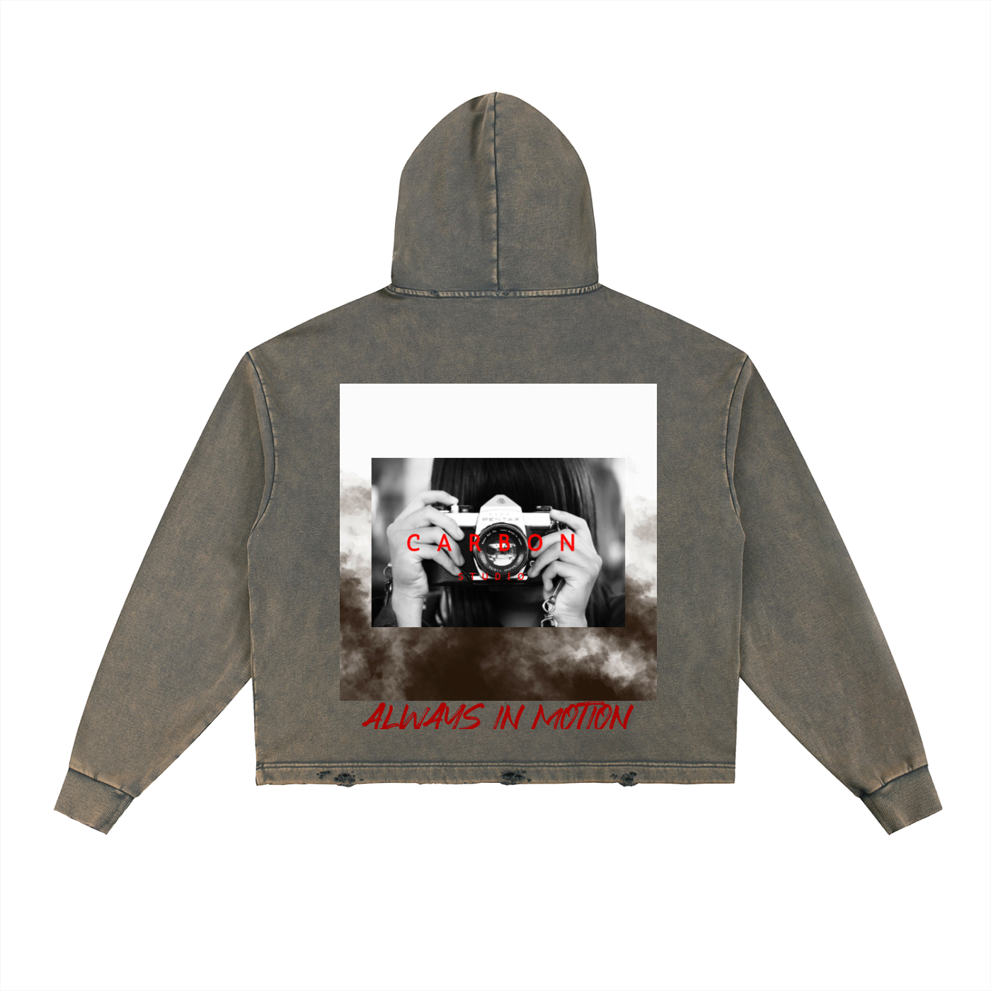Vintage Washed Frayed-Hem Hoodie