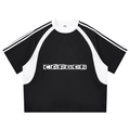 Contrast Stripes Panel Mesh T-shirt
