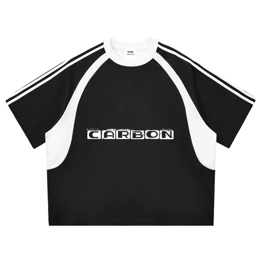 Contrast Stripes Panel Mesh T-shirt
