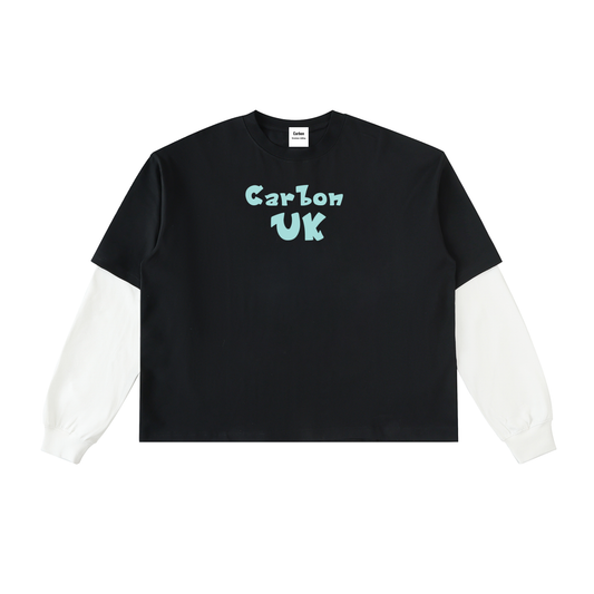 Layered Contrast Sleeve Cotton T-Shirt