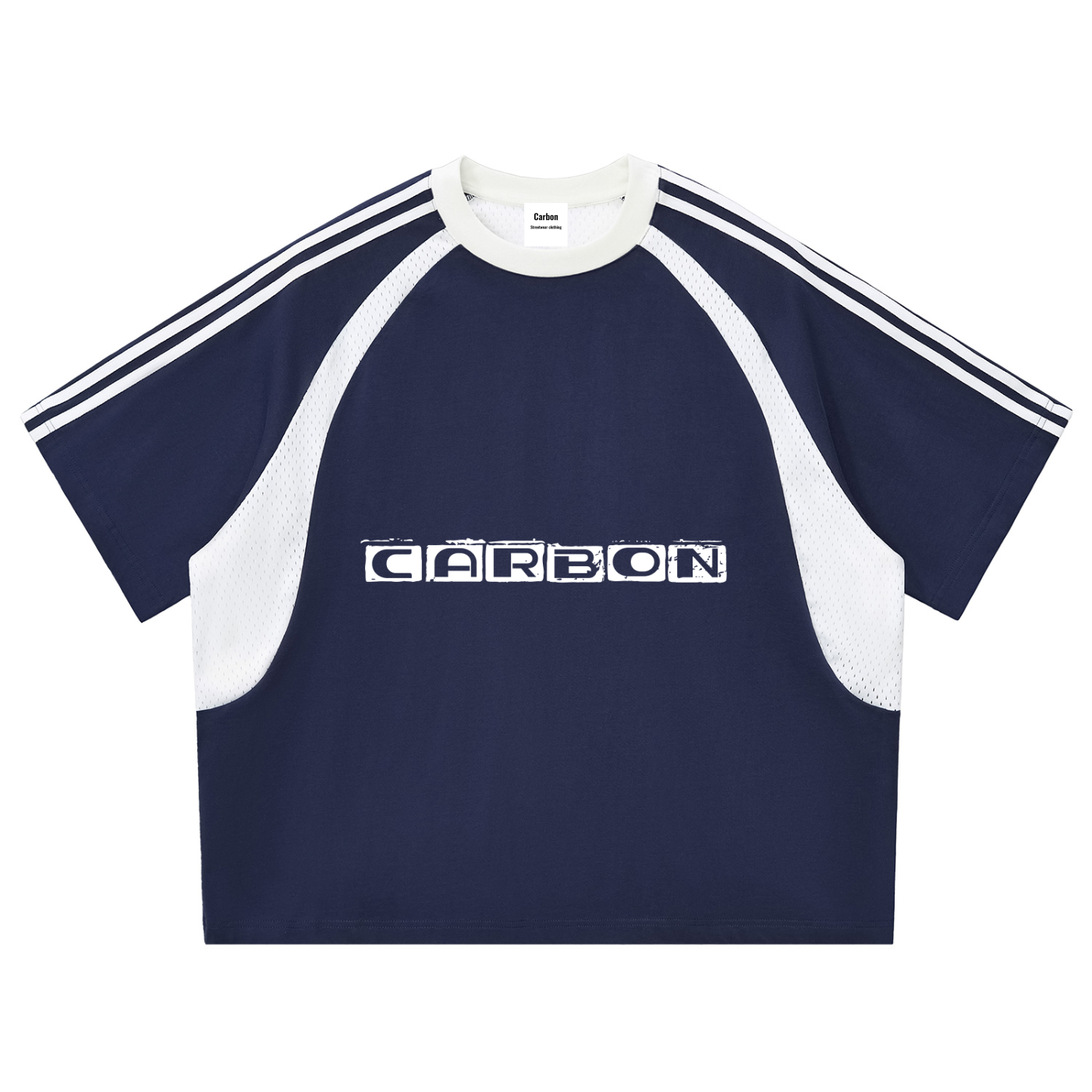 Contrast Stripes Panel Mesh T-shirt